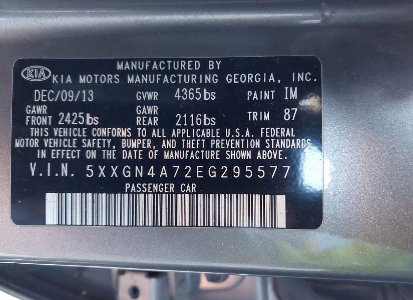 Photo 9 of 2014 Kia Optima EX (VIN 5XXGN4A72EG295577)