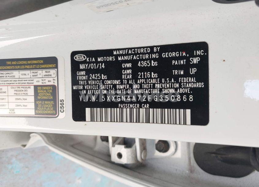 Photo 9 of 2015 Kia Optima EX (VIN 5XXGN4A72FG350868)