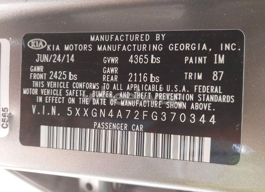 Photo 9 of 2015 Kia Optima EX (VIN 5XXGN4A72FG370344)