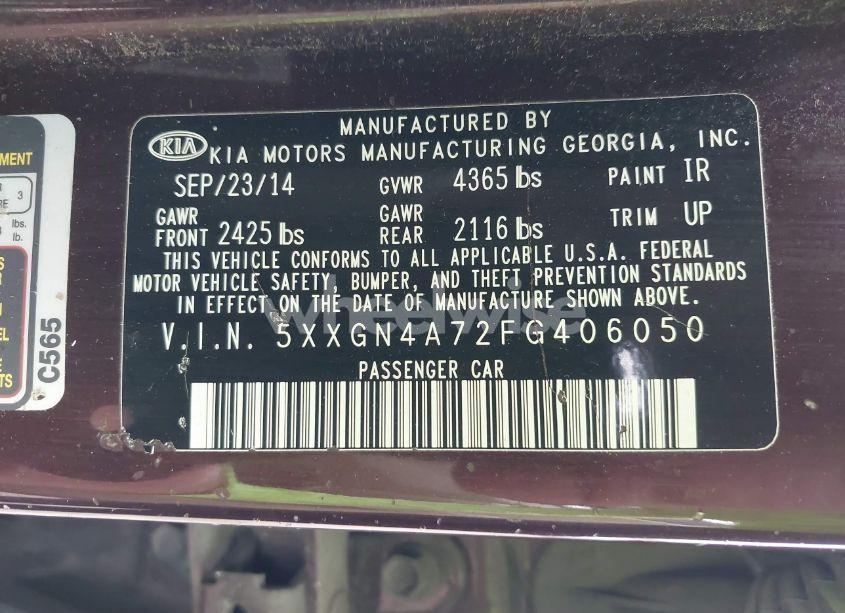 Photo 9 of 2015 Kia Optima EX (VIN 5XXGN4A72FG406050)