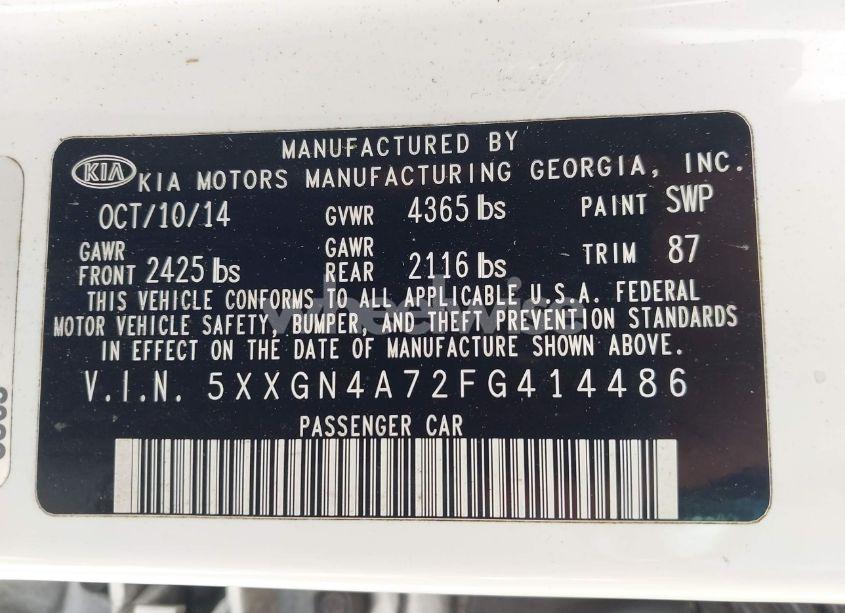 Photo 9 of 2015 Kia Optima EX (VIN 5XXGN4A72FG414486)