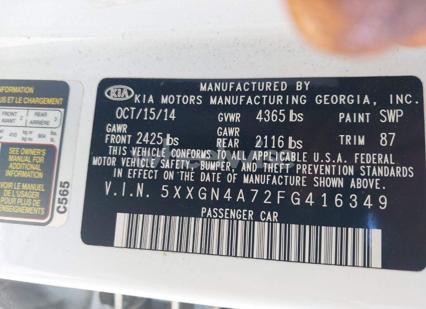 Photo 9 of 2015 Kia Optima EX (VIN 5XXGN4A72FG416349)