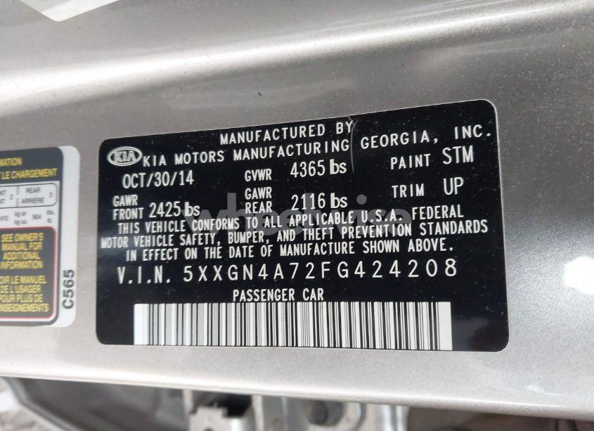 Photo 9 of 2015 Kia Optima EX (VIN 5XXGN4A72FG424208)