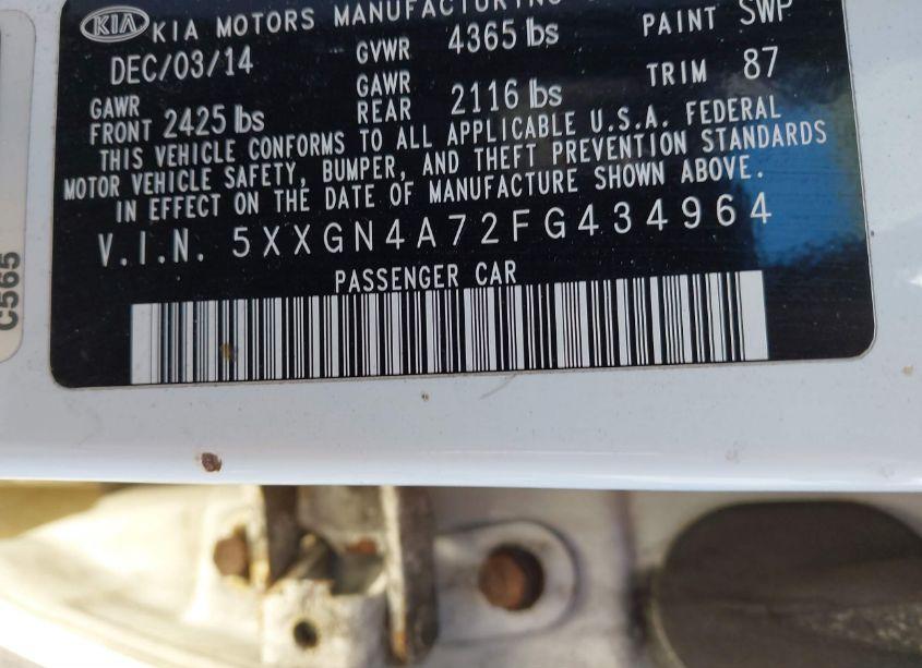 Photo 9 of 2015 Kia Optima EX (VIN 5XXGN4A72FG434964)