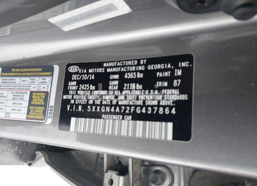 Photo 9 of 2015 Kia Optima EX (VIN 5XXGN4A72FG437864)