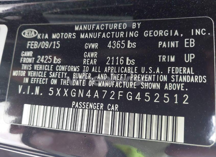 Photo 9 of 2015 Kia Optima EX (VIN 5XXGN4A72FG452512)