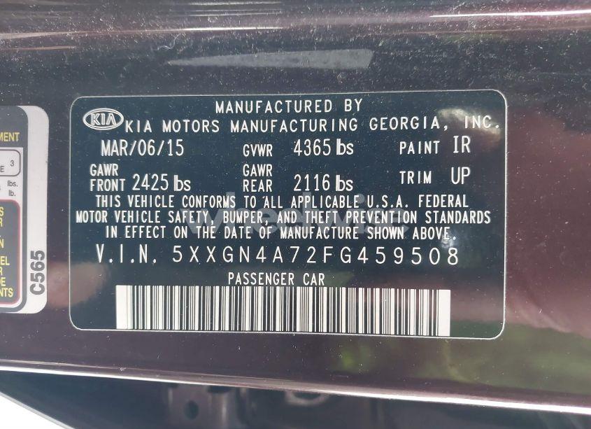 Photo 9 of 2015 Kia Optima EX (VIN 5XXGN4A72FG459508)