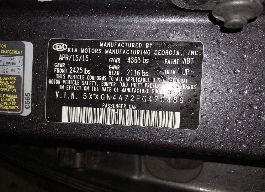 Photo 9 of 2015 Kia Optima EX (VIN 5XXGN4A72FG470489)