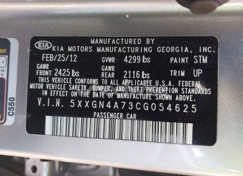Photo 9 of 2012 Kia Optima EX (VIN 5XXGN4A73CG054625)