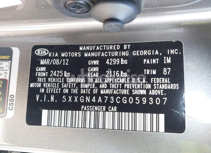 Photo 9 of 2012 Kia Optima EX (VIN 5XXGN4A73CG059307)