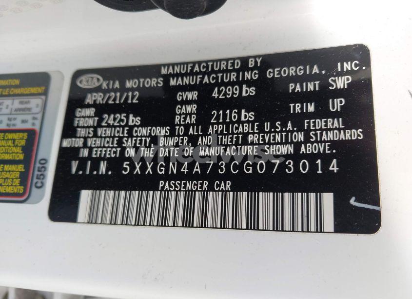 Photo 9 of 2012 Kia Optima EX (VIN 5XXGN4A73CG073014)