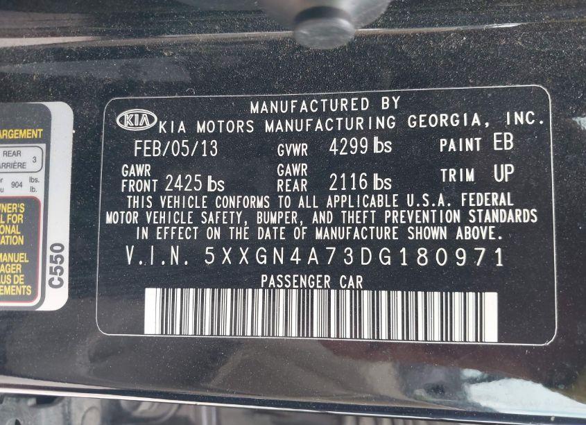 Photo 9 of 2013 Kia Optima EX (VIN 5XXGN4A73DG180971)