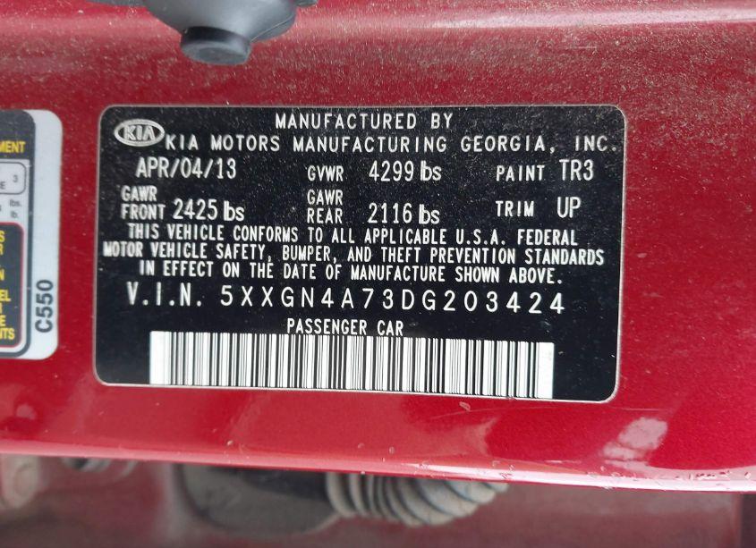 Photo 9 of 2013 Kia Optima EX (VIN 5XXGN4A73DG203424)