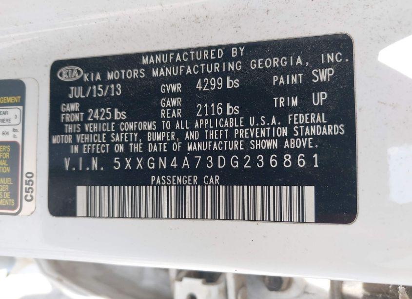 Photo 9 of 2013 Kia Optima EX (VIN 5XXGN4A73DG236861)