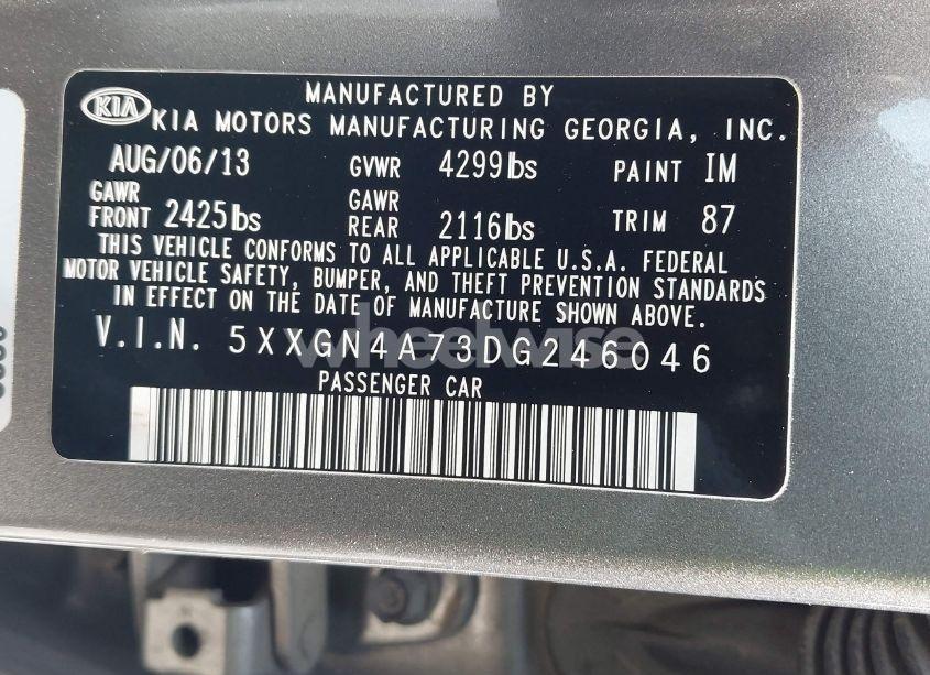 Photo 9 of 2013 Kia Optima EX (VIN 5XXGN4A73DG246046)