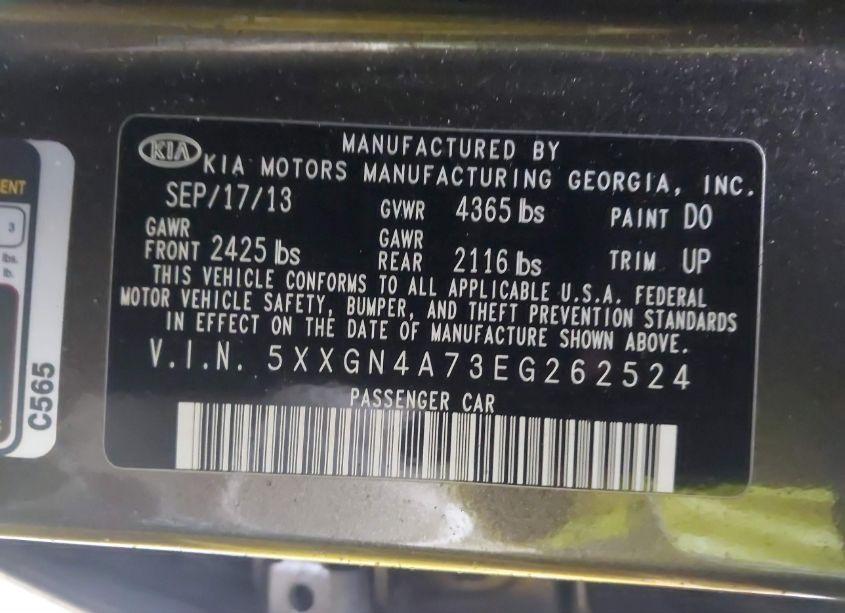 Photo 9 of 2014 Kia Optima EX (VIN 5XXGN4A73EG262524)