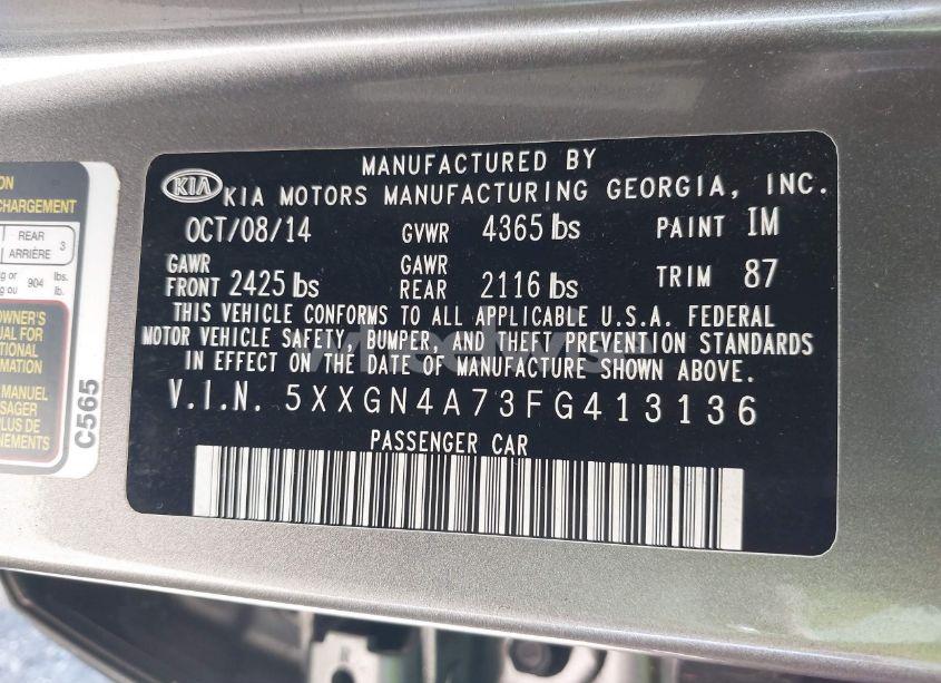 Photo 9 of 2015 Kia Optima EX (VIN 5XXGN4A73FG413136)