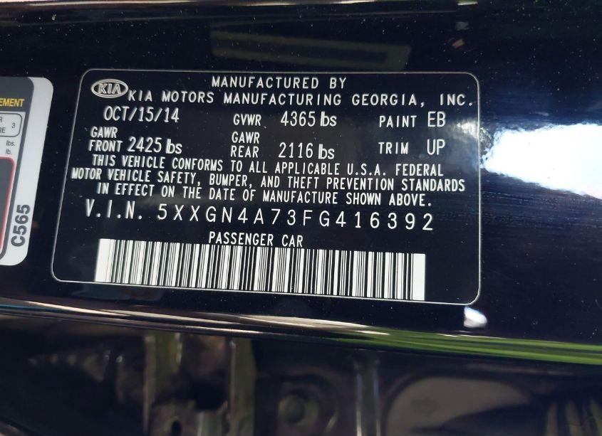 Photo 9 of 2015 Kia Optima EX (VIN 5XXGN4A73FG416392)