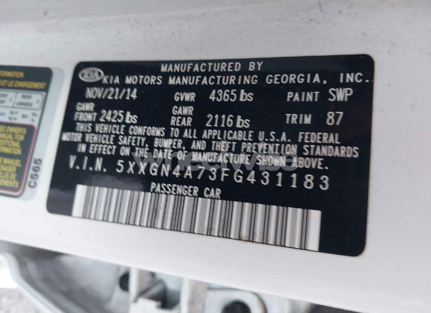 Photo 9 of 2015 Kia Optima EX (VIN 5XXGN4A73FG431183)