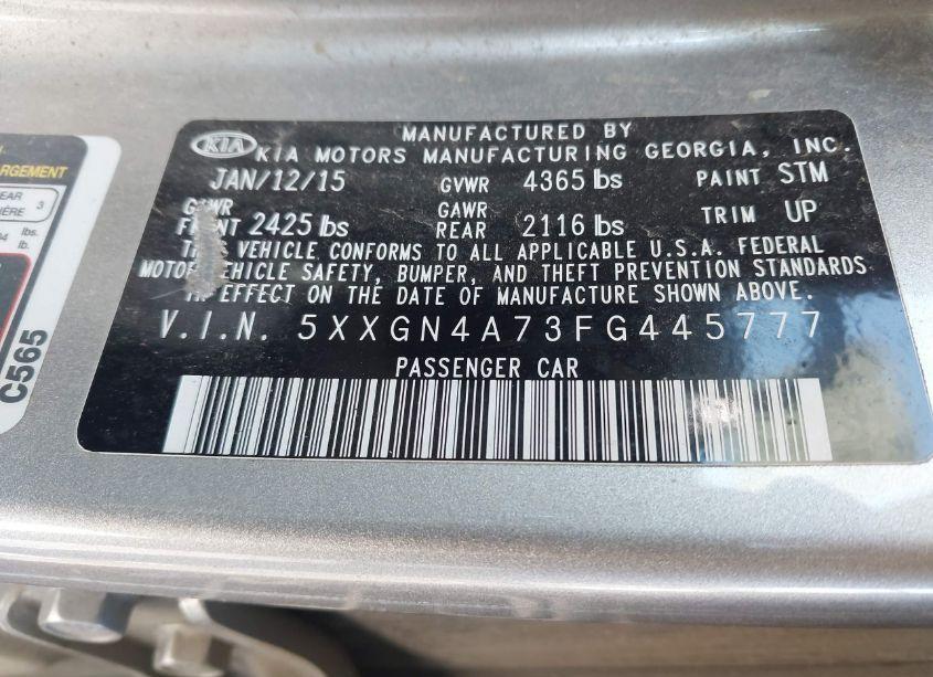 Photo 9 of 2015 Kia Optima EX (VIN 5XXGN4A73FG445777)