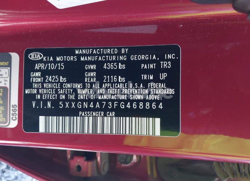 Photo 9 of 2015 Kia Optima EX (VIN 5XXGN4A73FG468864)