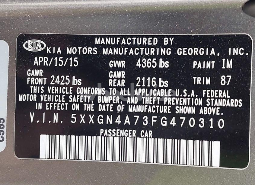 Photo 9 of 2015 Kia Optima EX (VIN 5XXGN4A73FG470310)