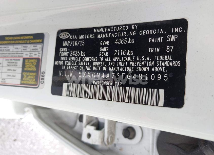 Photo 9 of 2015 Kia Optima EX (VIN 5XXGN4A73FG481095)