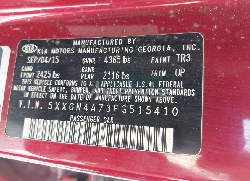 Photo 9 of 2015 Kia Optima EX (VIN 5XXGN4A73FG515410)