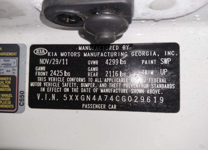 Photo 9 of 2012 Kia Optima EX (VIN 5XXGN4A74CG029619)