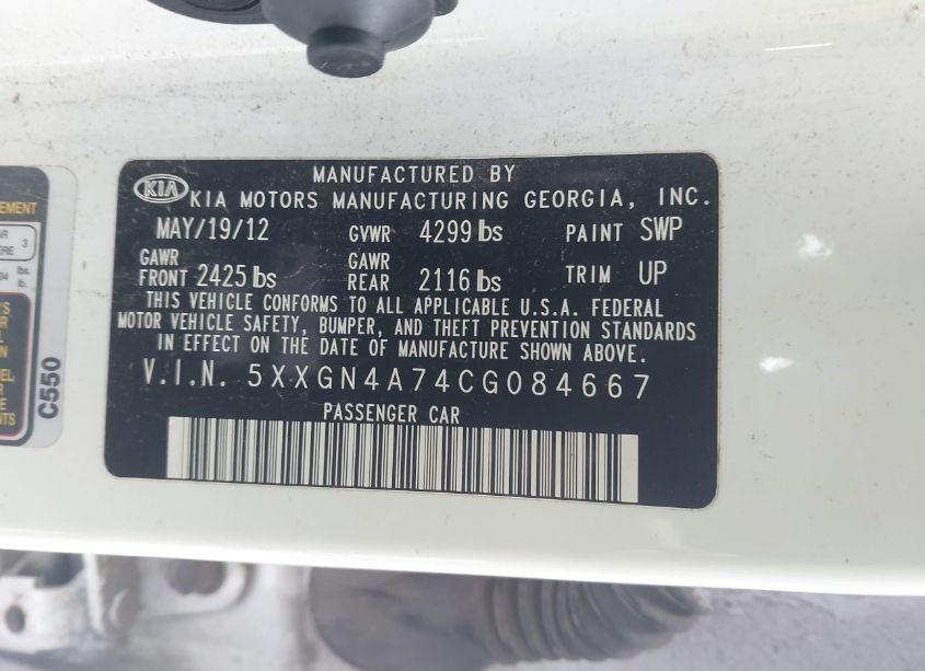 Photo 9 of 2012 Kia Optima EX (VIN 5XXGN4A74CG084667)