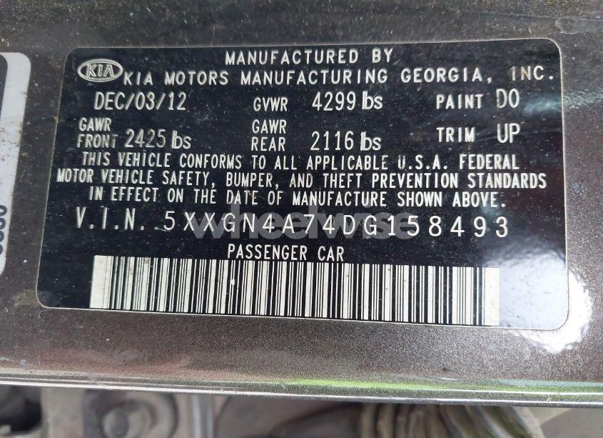 Photo 9 of 2013 Kia Optima EX (VIN 5XXGN4A74DG158493)