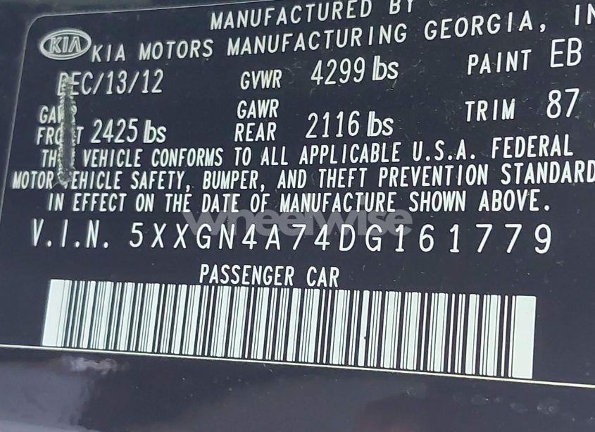 Photo 9 of 2013 Kia Optima EX (VIN 5XXGN4A74DG161779)