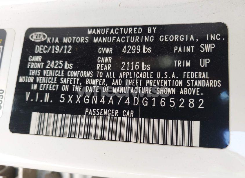 Photo 9 of 2013 Kia Optima EX (VIN 5XXGN4A74DG165282)