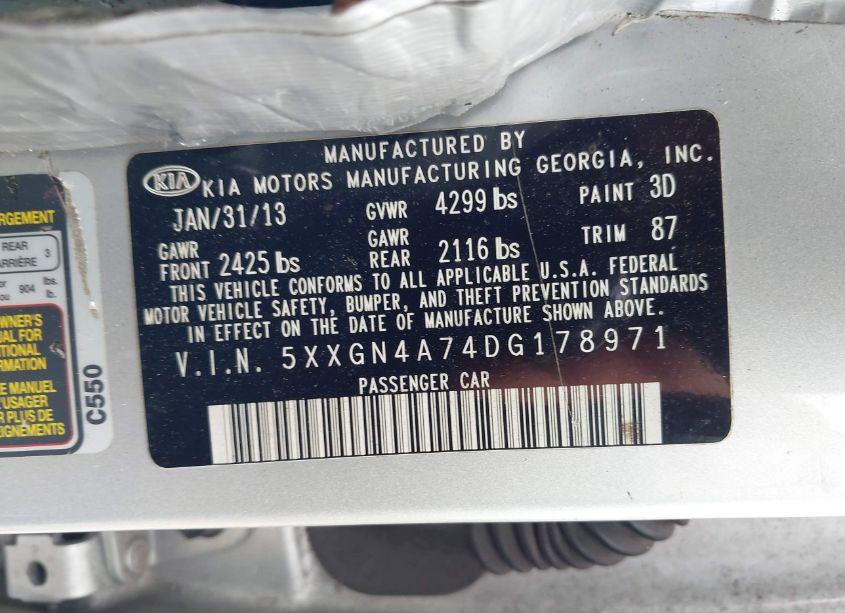 Photo 9 of 2013 Kia Optima EX (VIN 5XXGN4A74DG178971)