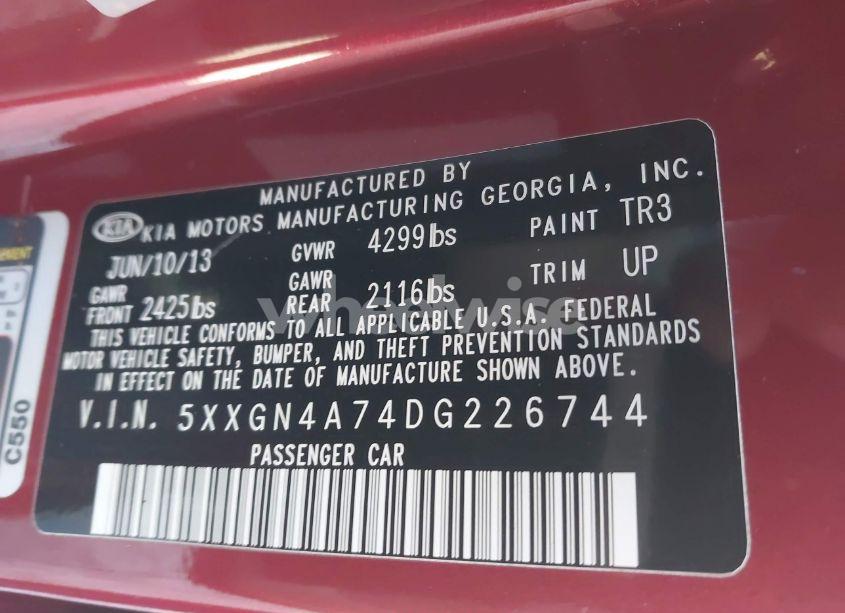 Photo 9 of 2013 Kia Optima EX (VIN 5XXGN4A74DG226744)