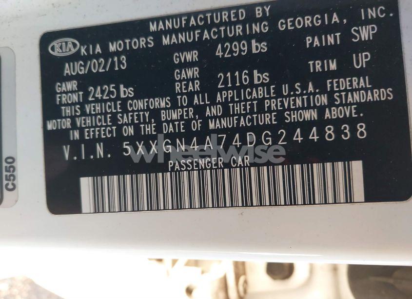 Photo 9 of 2013 Kia Optima EX (VIN 5XXGN4A74DG244838)