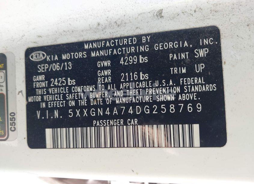 Photo 9 of 2013 Kia Optima EX (VIN 5XXGN4A74DG258769)