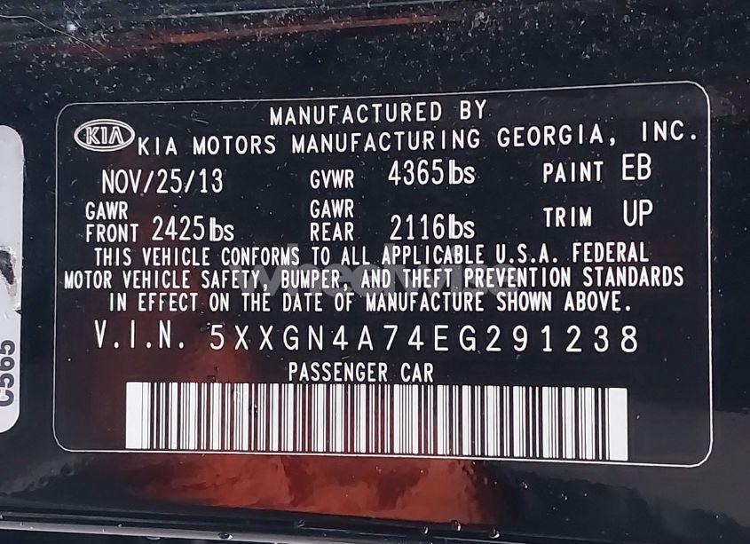 Photo 9 of 2014 Kia Optima EX (VIN 5XXGN4A74EG291238)