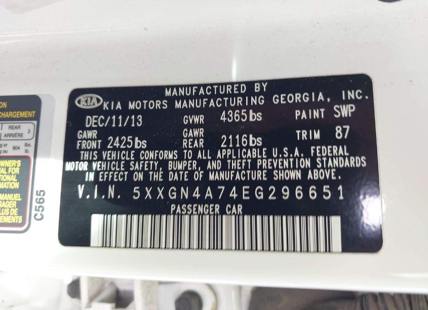 Photo 9 of 2014 Kia Optima EX (VIN 5XXGN4A74EG296651)