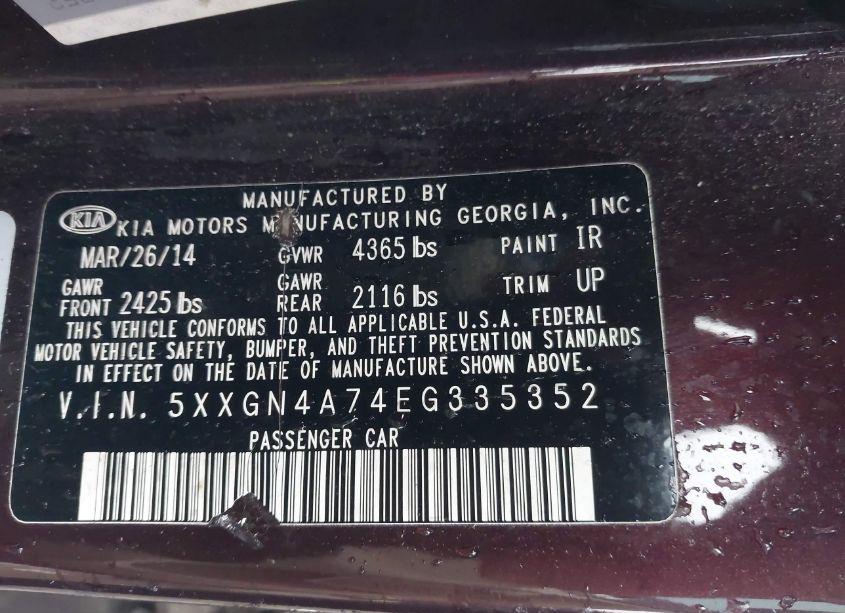 Photo 9 of 2014 Kia Optima EX (VIN 5XXGN4A74EG335352)