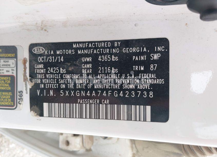 Photo 9 of 2015 Kia Optima EX (VIN 5XXGN4A74FG423738)