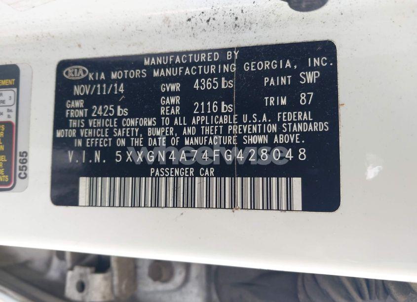 Photo 9 of 2015 Kia Optima EX (VIN 5XXGN4A74FG428048)