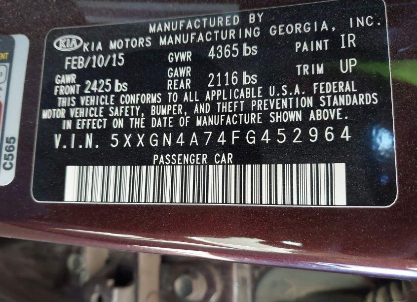 Photo 9 of 2015 Kia Optima EX (VIN 5XXGN4A74FG452964)