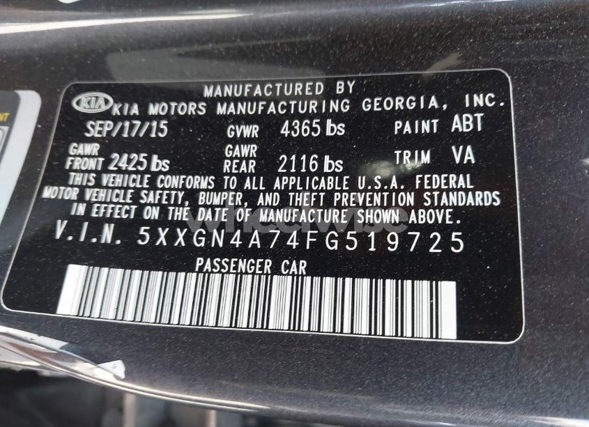 Photo 9 of 2015 Kia Optima EX (VIN 5XXGN4A74FG519725)
