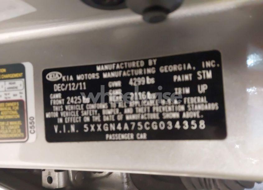 Photo 9 of 2012 Kia Optima EX (VIN 5XXGN4A75CG034358)