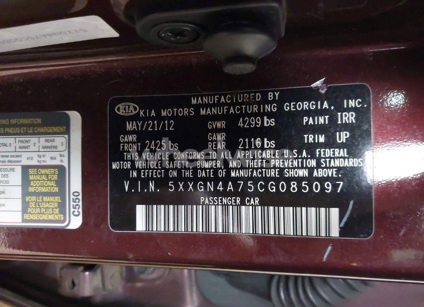 Photo 9 of 2012 Kia Optima EX (VIN 5XXGN4A75CG085097)