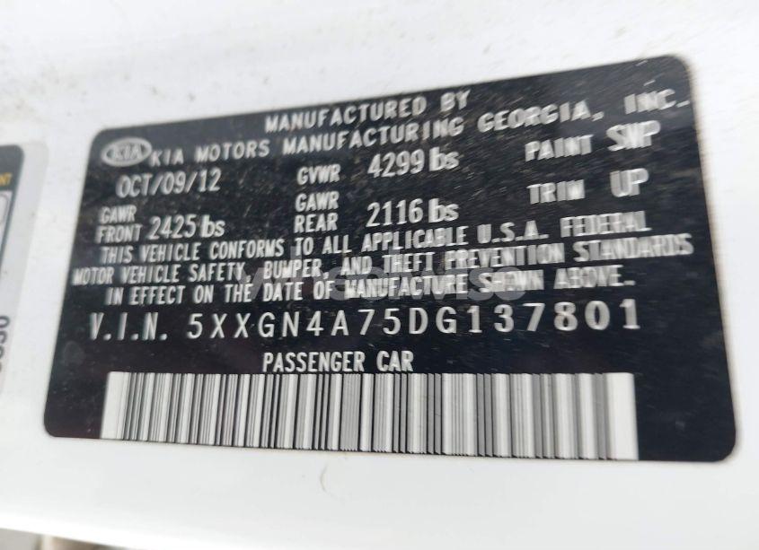 Photo 9 of 2013 Kia Optima EX (VIN 5XXGN4A75DG137801)