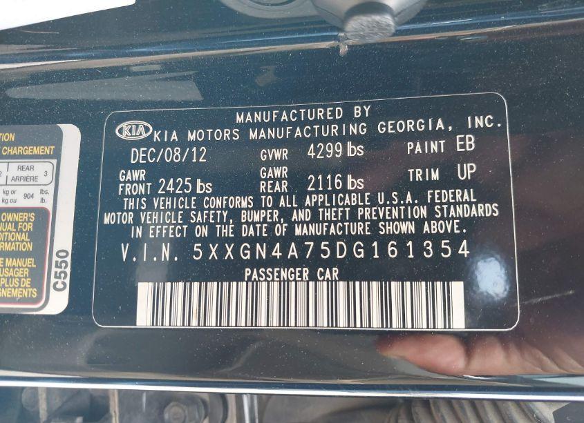 Photo 9 of 2013 Kia Optima EX (VIN 5XXGN4A75DG161354)