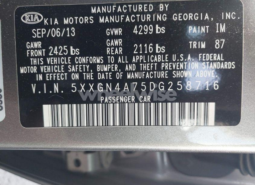 Photo 9 of 2013 Kia Optima EX (VIN 5XXGN4A75DG258716)