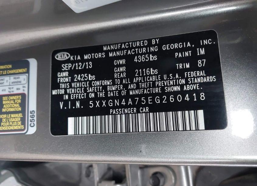 Photo 9 of 2014 Kia Optima EX (VIN 5XXGN4A75EG260418)